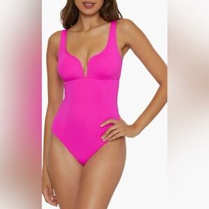 BECCA Fuchsia Cut-Out One-Piece Swimsuit
